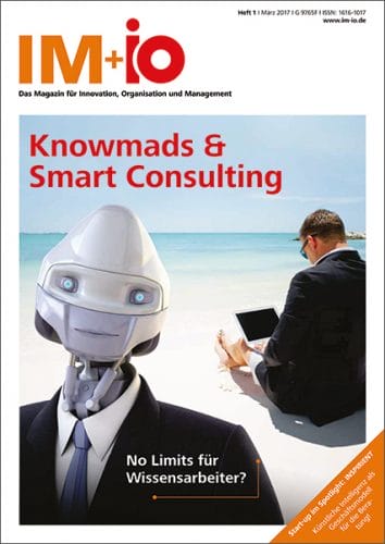 Cover zur Ausgabe "Knowmads & Smart Consulting" des Magazins IM+io zu Themen der Digitalisierung, Management und Wissenschaft