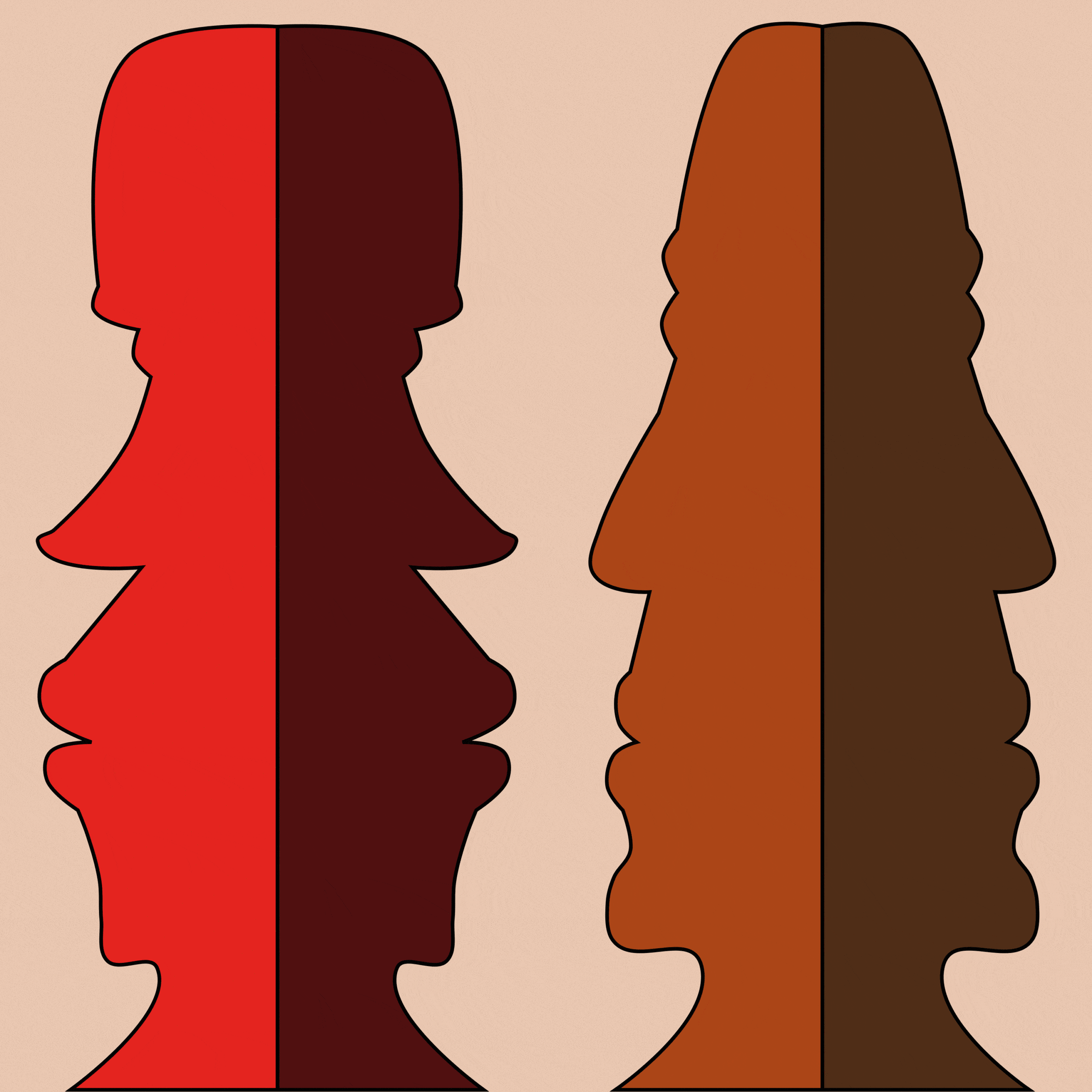 Zwei Köpfe mit vier Doppelgescichtern