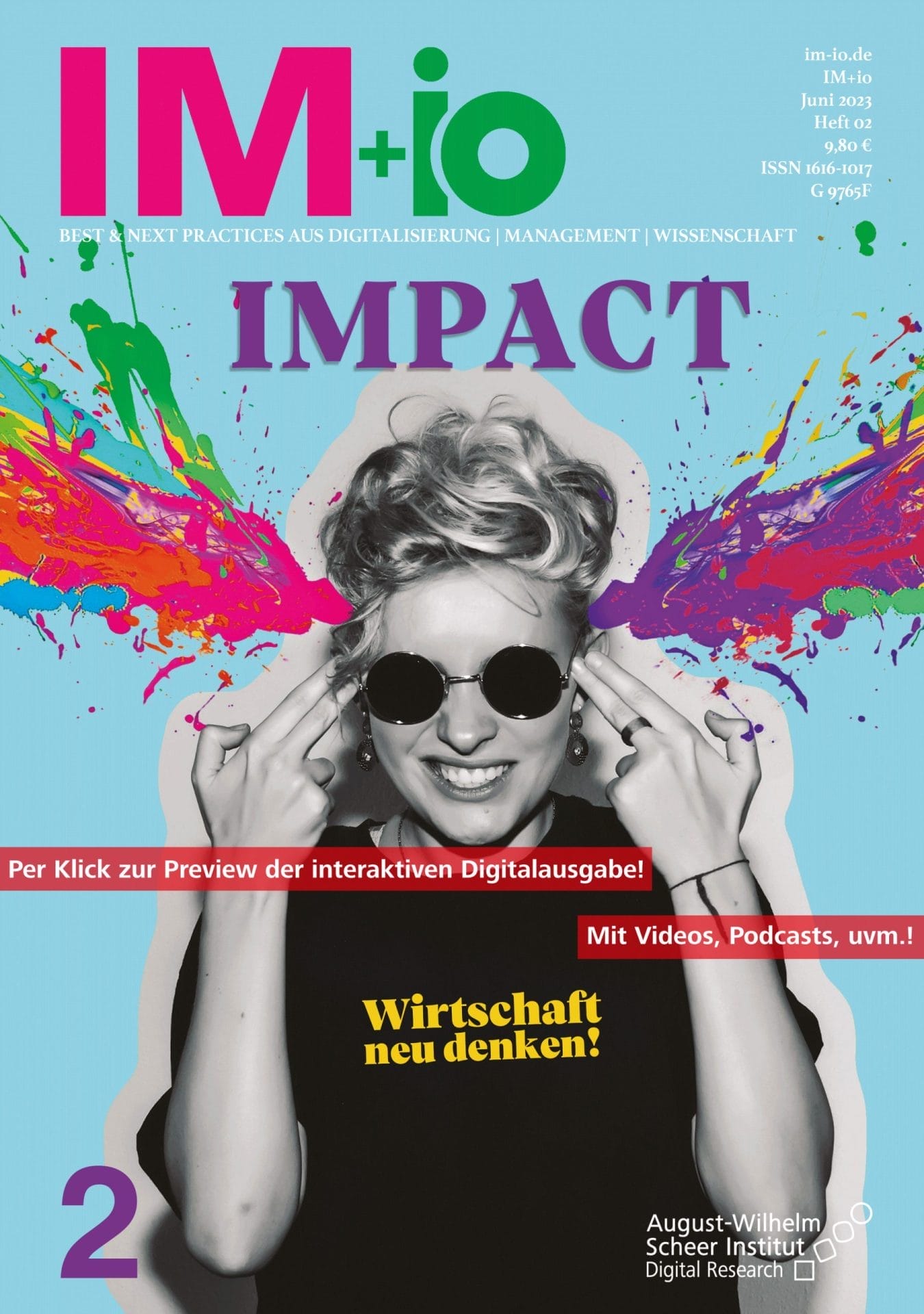 Cover mit Slider "Per Klick zur Digitalausgabe" und "Mit Videos, Podcasts, uvm.!"