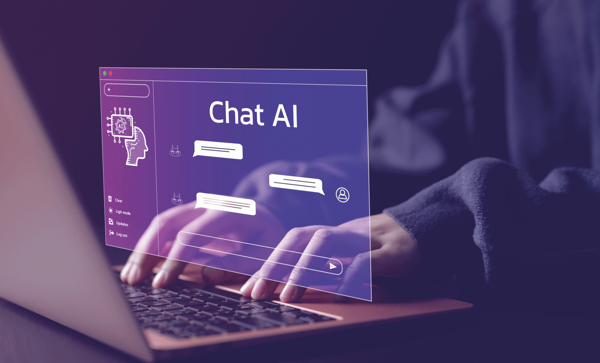 Person, die einen KI-Chatbot nutzt