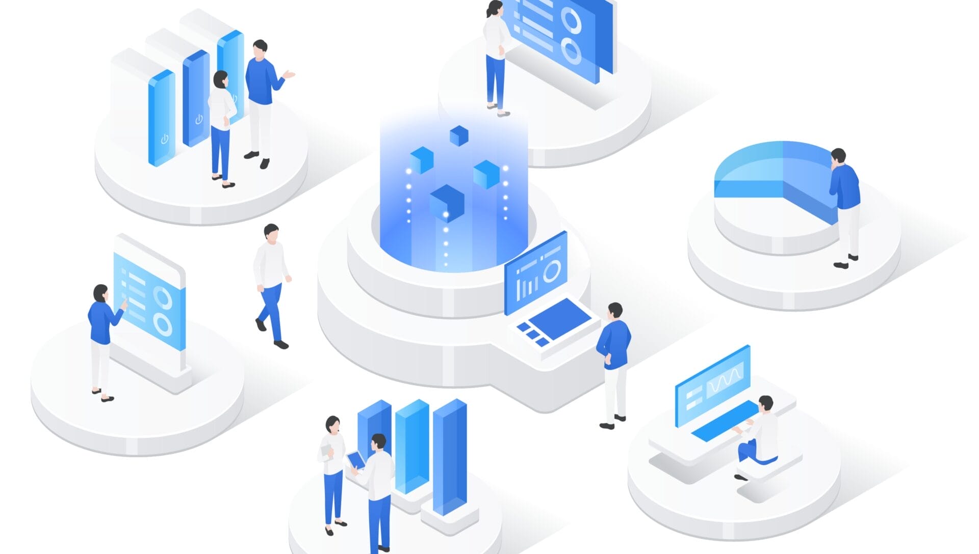 Illustration: Fortgeschrittene Isometrie für Systemmarketing