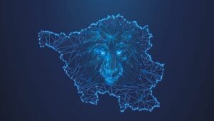 UGS Plakat, digital Karte mit Löwe